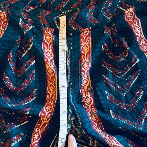 Ralph Lauren Blue & Red Tribal Print Lightweight Silky Tapered Pants Size 6 - Picture 6 of 9